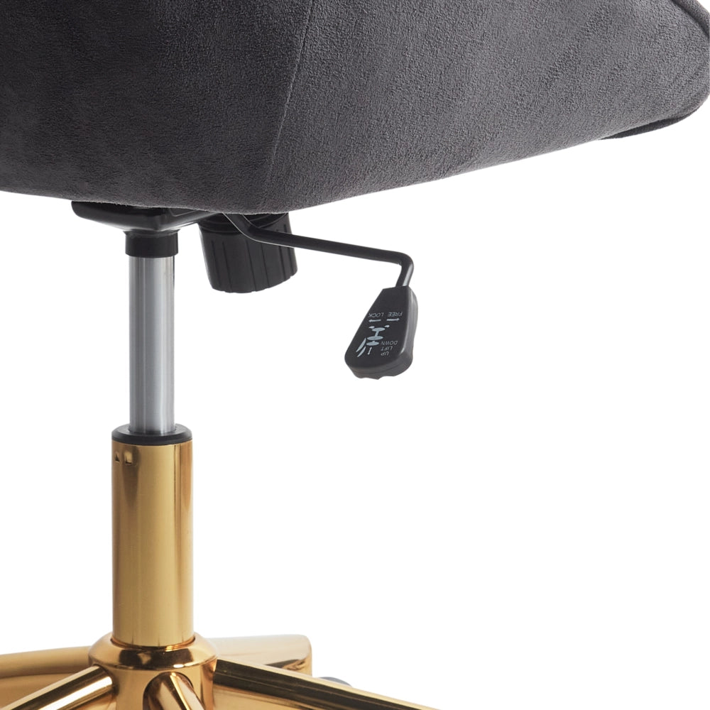 Sedia da ufficio Velluto grigio scuro Funzione girevole regolabile Gambe in metallo Arredamento da ufficio elegante