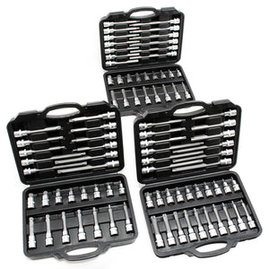Set chiavi a bussola 88 pz. con esagono cavo, multidente interno e esagono incassato in 3 valigette