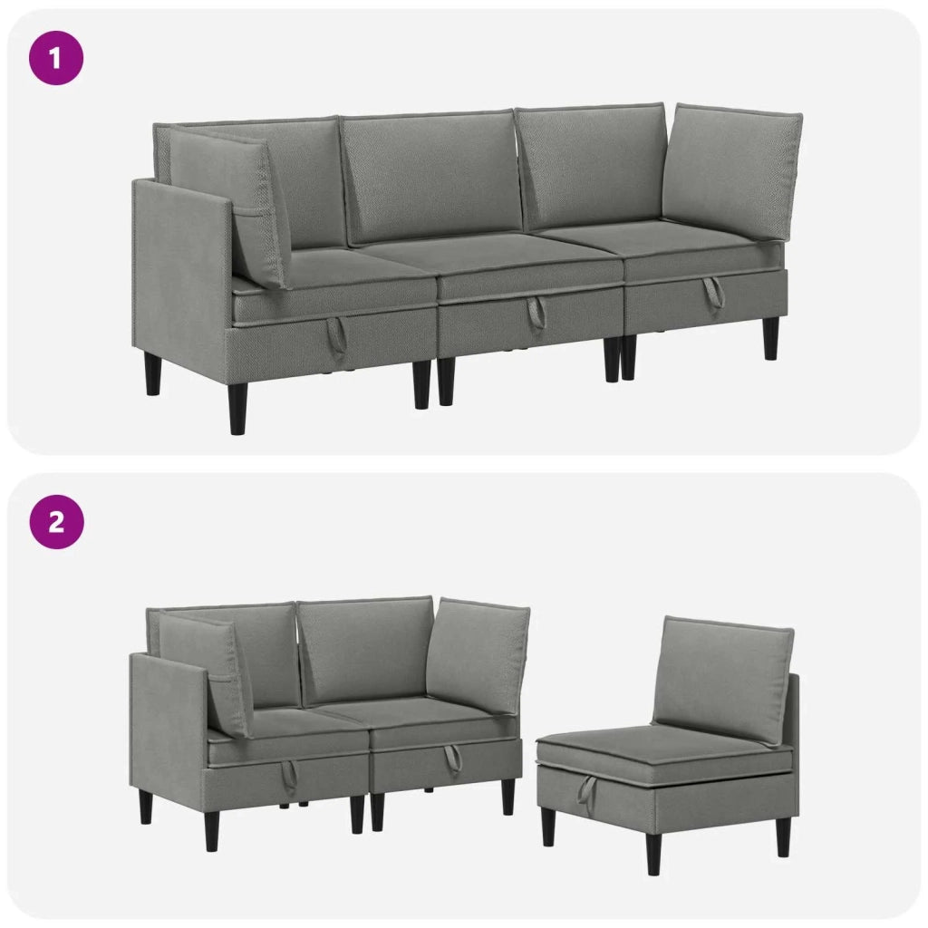 Set di mobili per il soggiorno 3 pcs Grigio scuro Tessuto 3413803