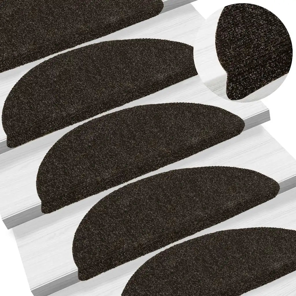 Tappetini per scale autoadesivi 20 pz 56x17x3 cm marrone scuro semicircolari 3365673