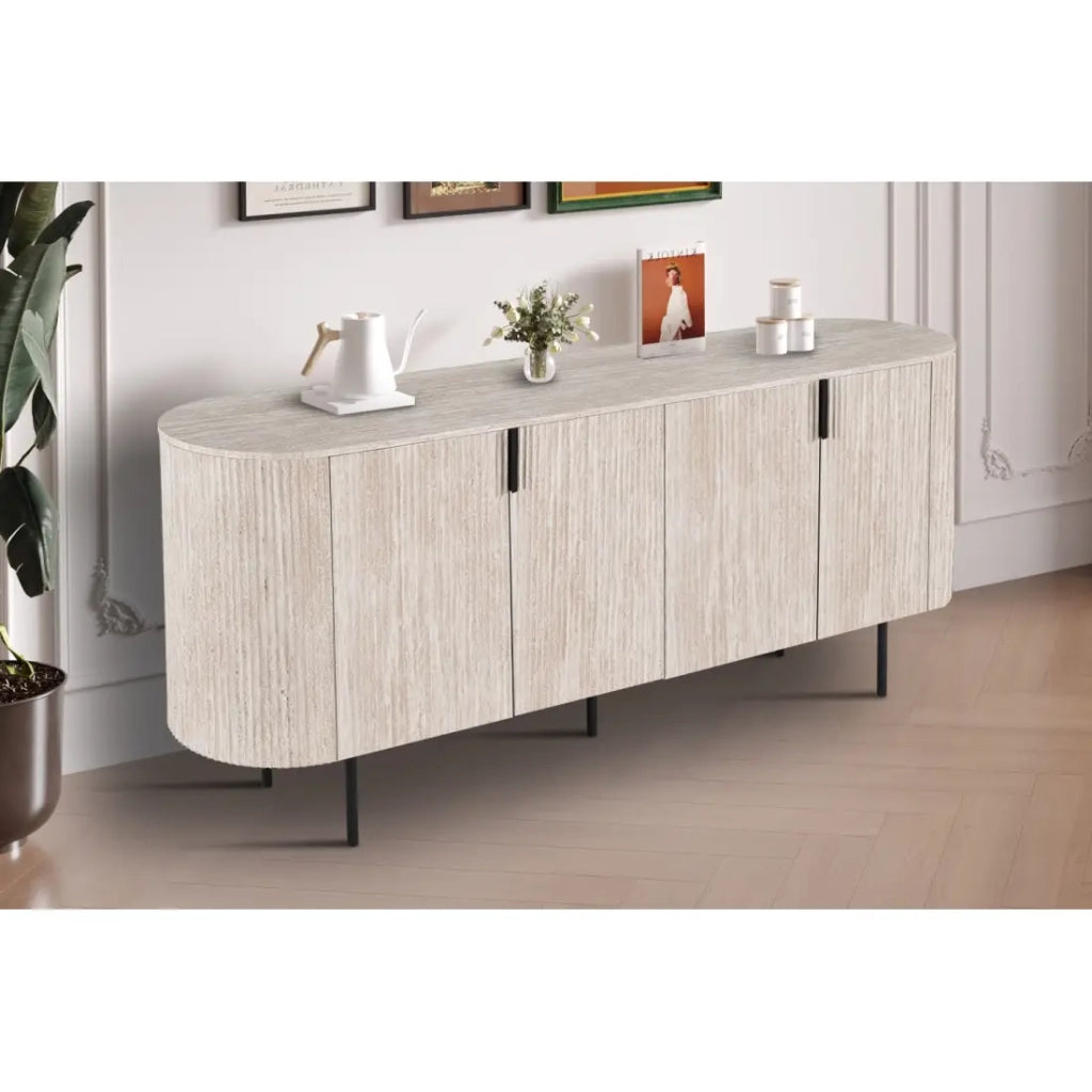 Buffet VAGOS – Coloris rovere chiaro – 4 porte – 200 cm – Grande credenza moderna – Pratico contenitore