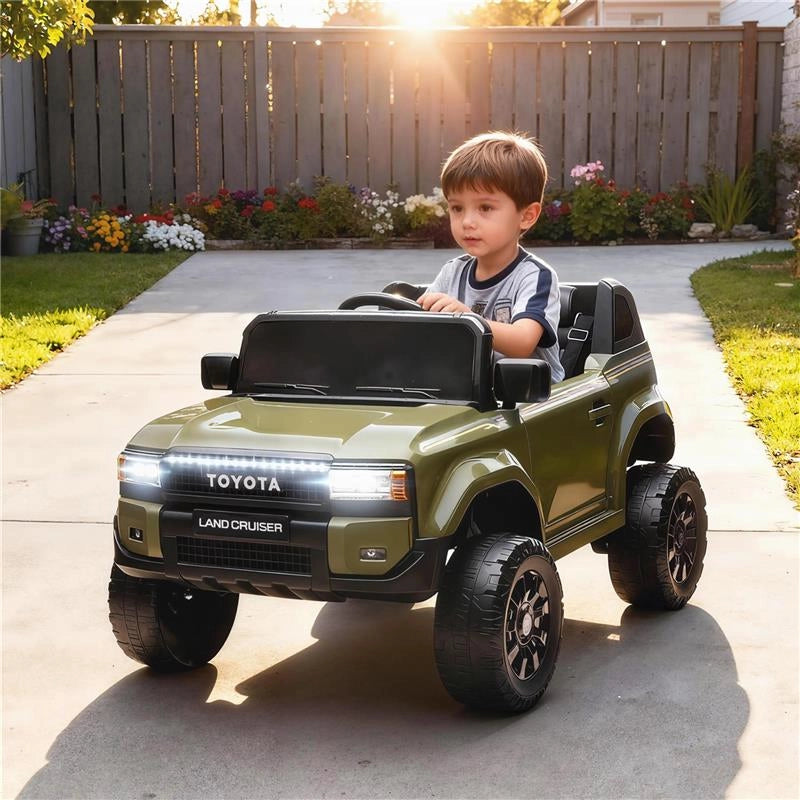 AUTO ELETTRICA PER BAMBINI TOYOTA LAND CRUISER 12V CON TELECOMANDO, ETÀ 3-8 ANNI, VERDE