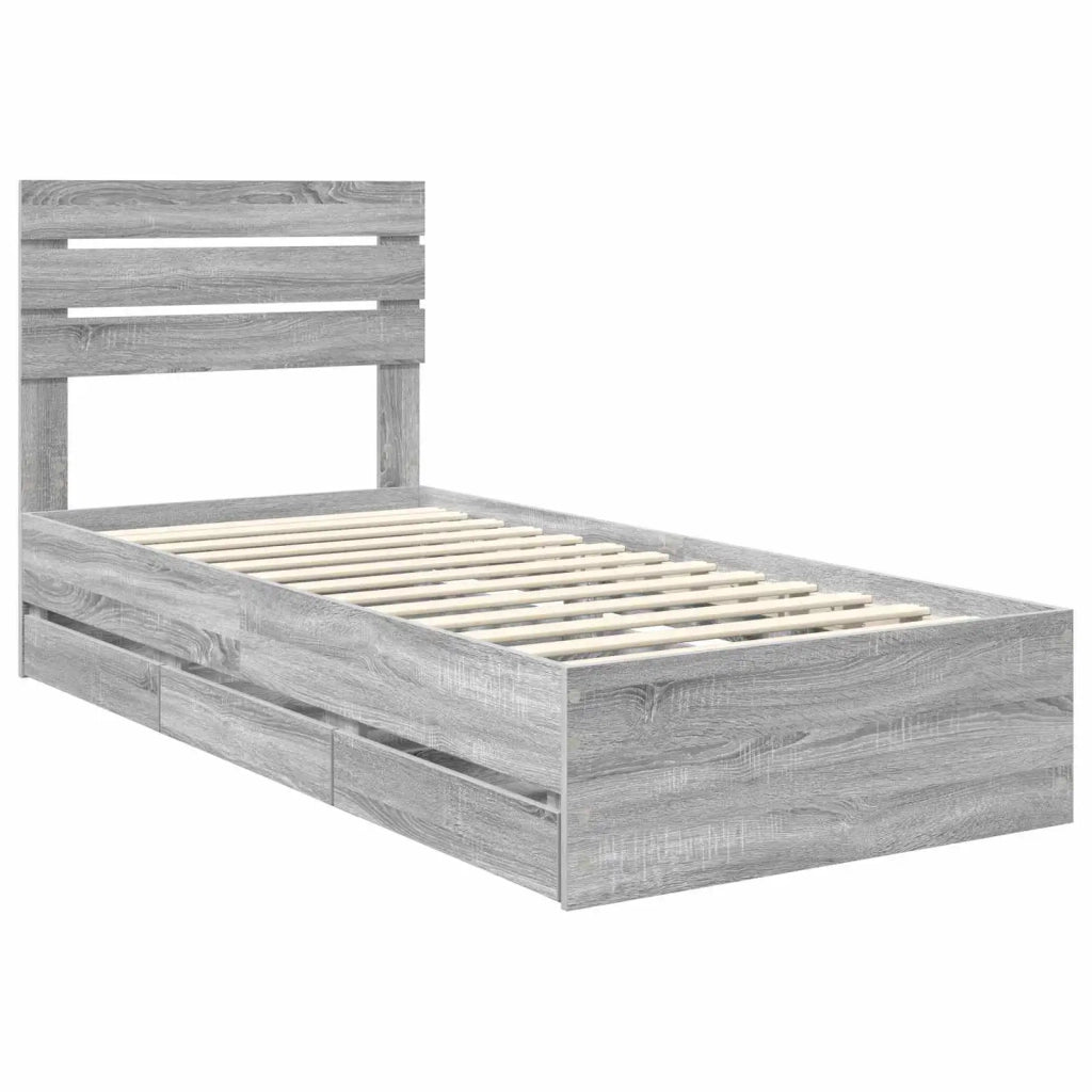 Struttura del letto con cassetto Grigio Sonoma 75 x 190 cm 3411543