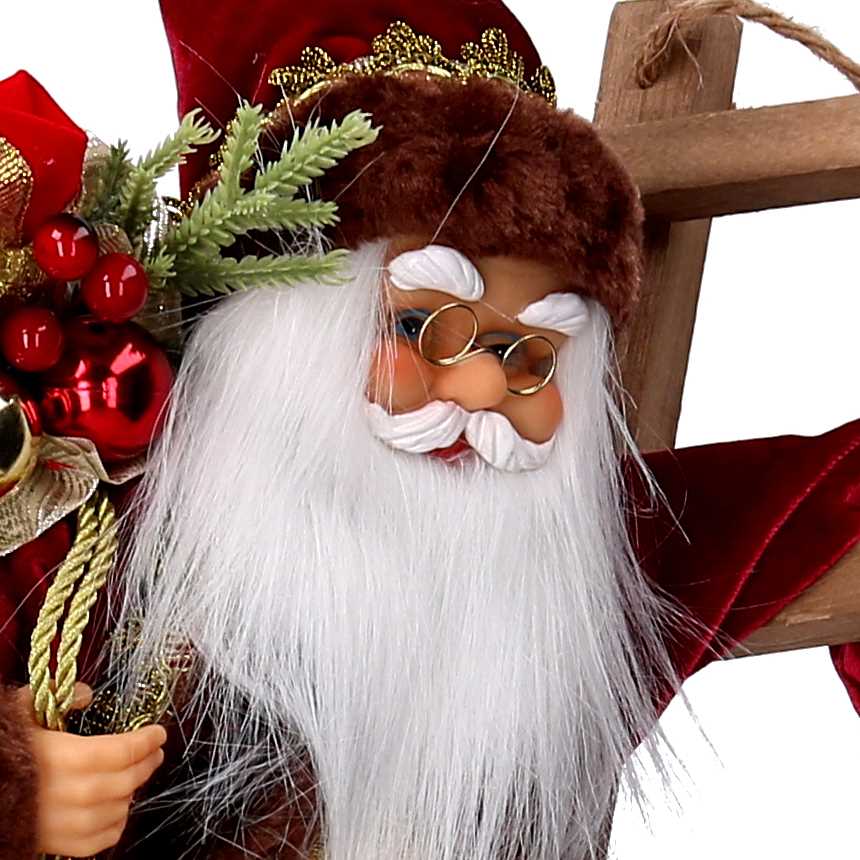 Babbo natale in tessuto bordeaux su scala cm xh45