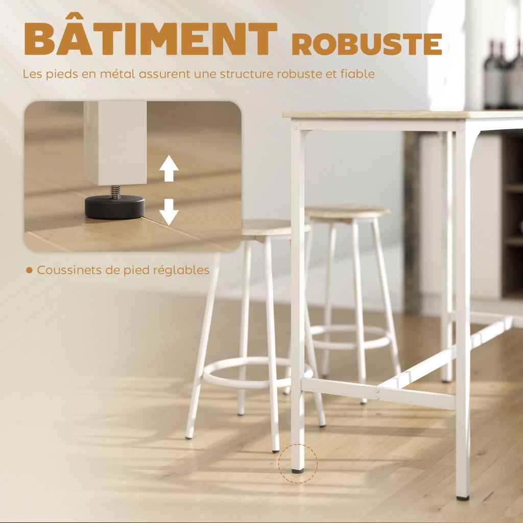 Tavolo da pranzo allungabile con 4 sgabelli ¨C zephmum ¨C struttura metallo effetto legno