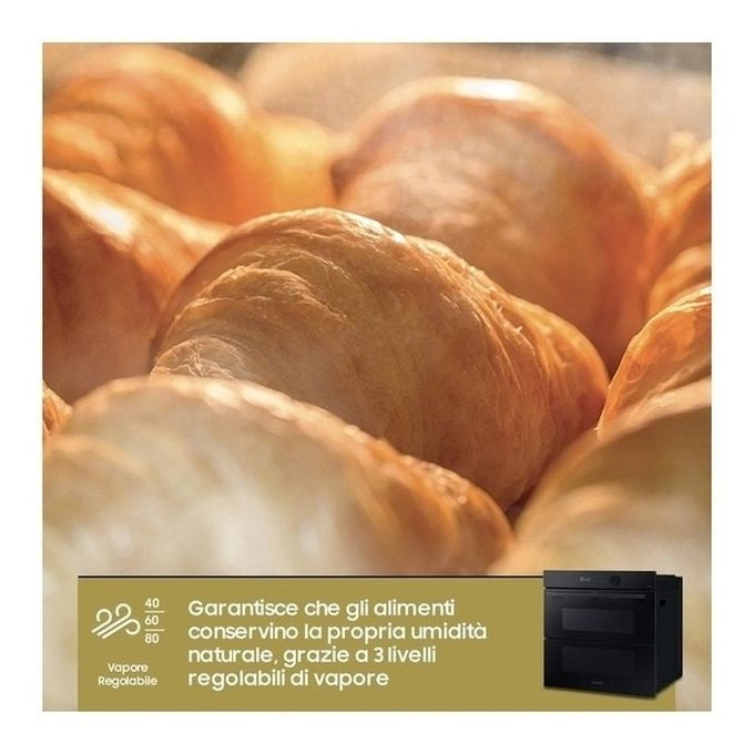 Samsung NV7B5760WBK-U5 Forno Elettrico Multifunzione da incasso a Vapore Dual Cook Flex Steam Classe energetica A+ 40 Programmi Frittura ad Aria WiFi 59,5 cm Nero