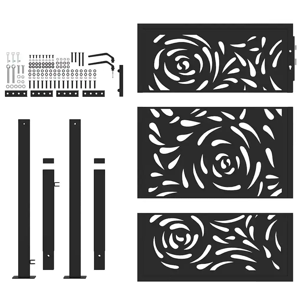 Cancello da giardino nero 100x125 cm in acciaio con design a fiamma 4100990