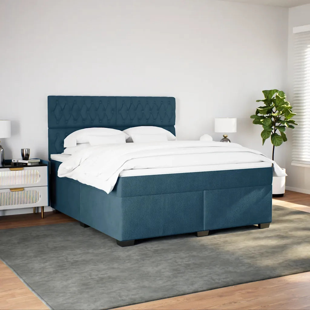 Giroletto a Molle con Materasso Blu 180x200 cm in Velluto 3290988
