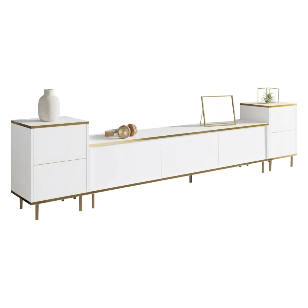 Cortin, Mobile Porta tv 2 Ripiani, 180x35x45h cm Bianco
