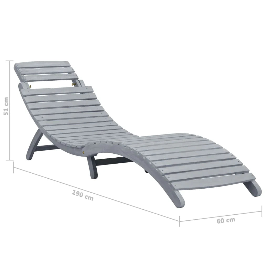 Lettino prendisole sedia a sdraio lettino prendisole letto da giardino mobili da esterno per patio con cuscino grigio legno massello di acacia 02_0012466