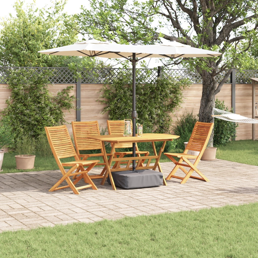 Set da pranzo da giardino 5 pezzi in legno massiccio di acacia