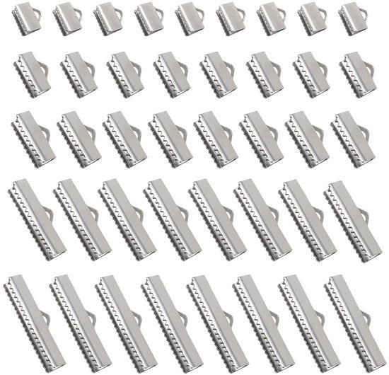 Chiusure 100 pezzi - Clip per anello - Acciaio inossidabile - Creazione di gioielli - Riparazione di bracciali - Argentato - Adatto per perle