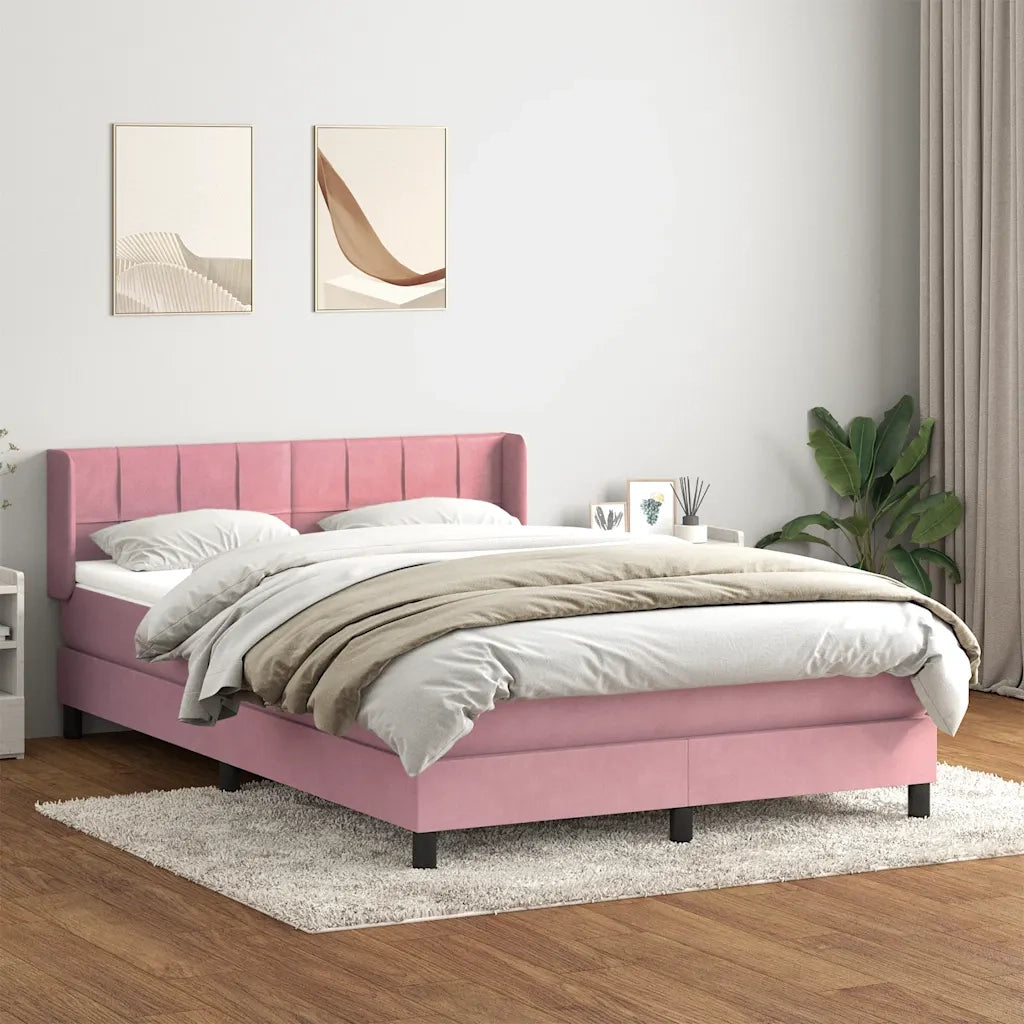 Giroletto a Molle con Materasso Rosa 160x210 cm in Velluto 3318122