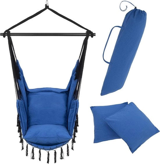 Sedia a sospensione Cocoon per esterno - stabile e sicura - sedia a sospensione elegante per interno - facile da installare - stile Boho confortevole - sedia a sospensione blu Cocoon - capacità di carico fino a 200 kg
