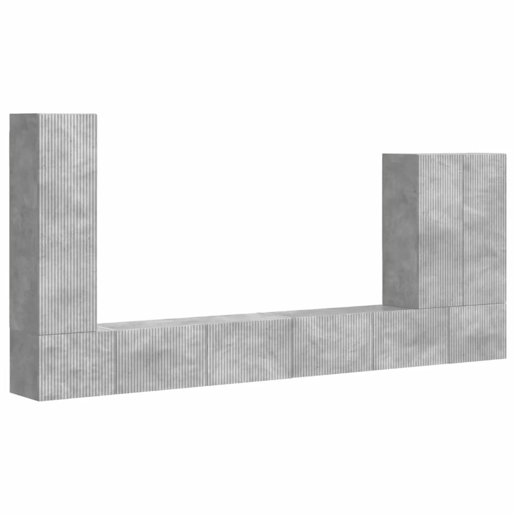 Set di Mobiletto da TV a Parete 6 pz-Credenza per TV sospesa Grigio cemento 998868