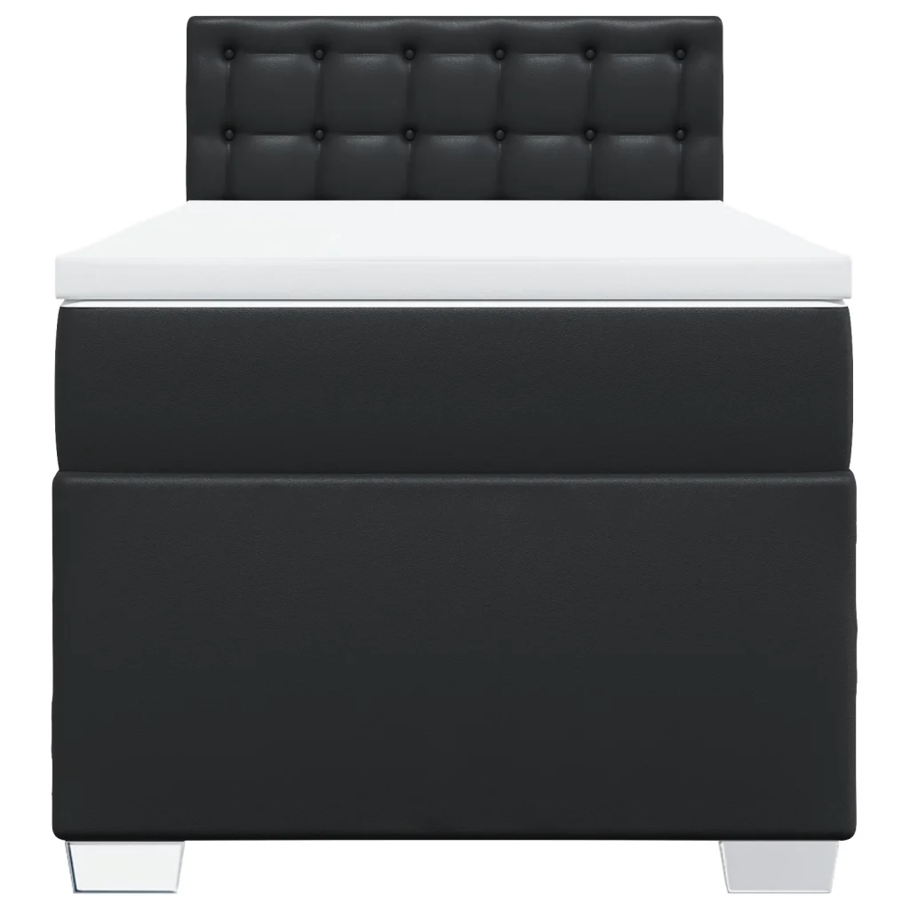 Giroletto a Molle con Materasso Nero 90x200 cm in Similpelle