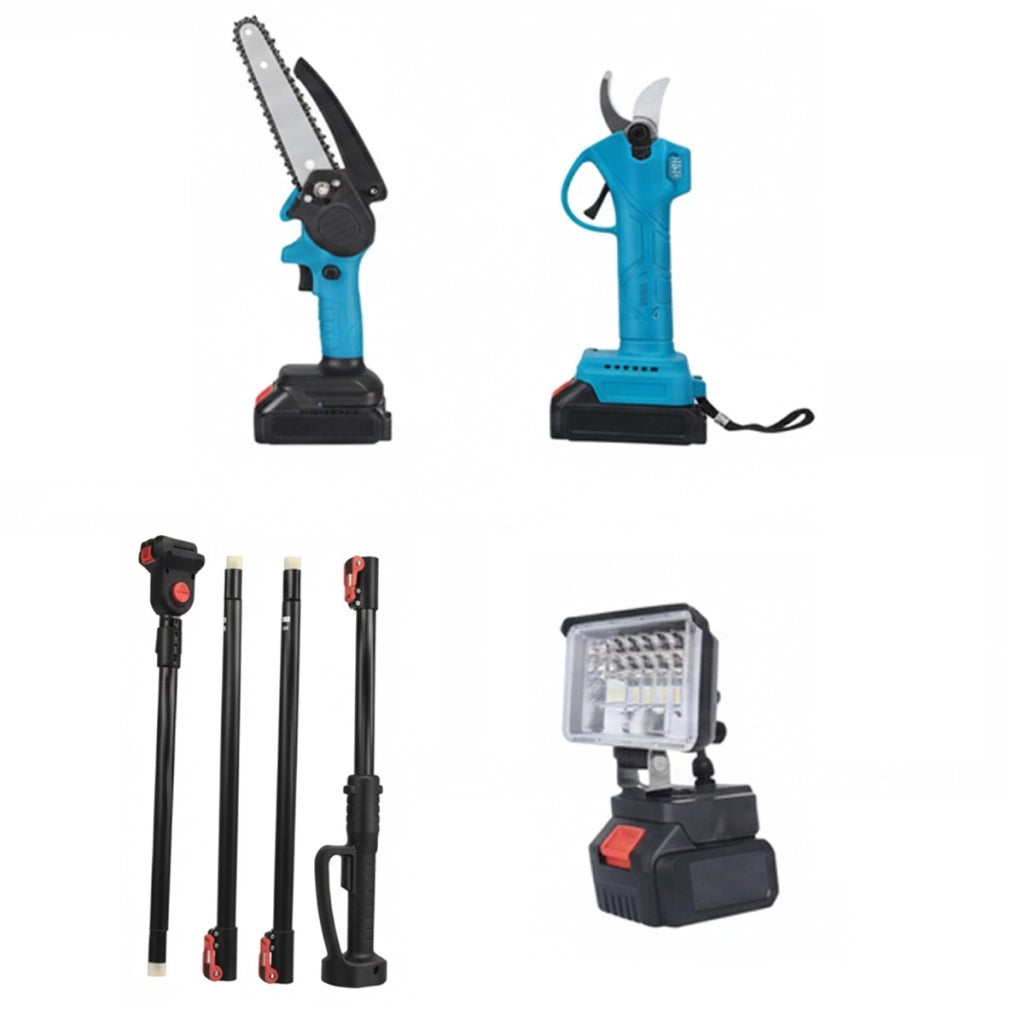 KIT POTATURA 3 IN 1 MOTOSEGA FORBICE ASTA TELESCOPICA BATTERIA LAMPADA BS-92014