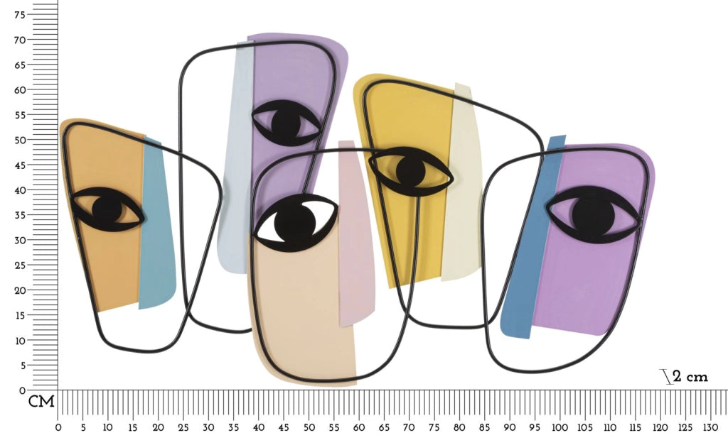 Pannello da Muro Eyes 120x2x72 cm in Ferro Multicolor