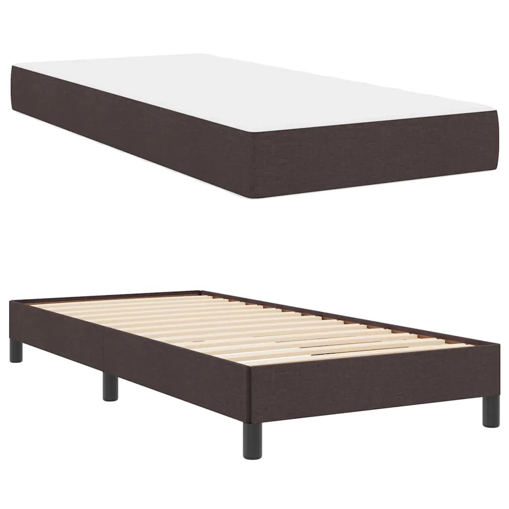 Letto a molle con materasso Marrone Scuro 90 x 190 cm Tessuto