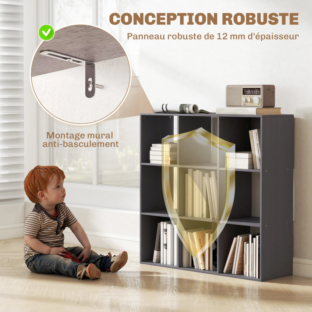 Libreria 9 Scomparti Grigio ¨C Zephmum ¨C 91x29.5x91