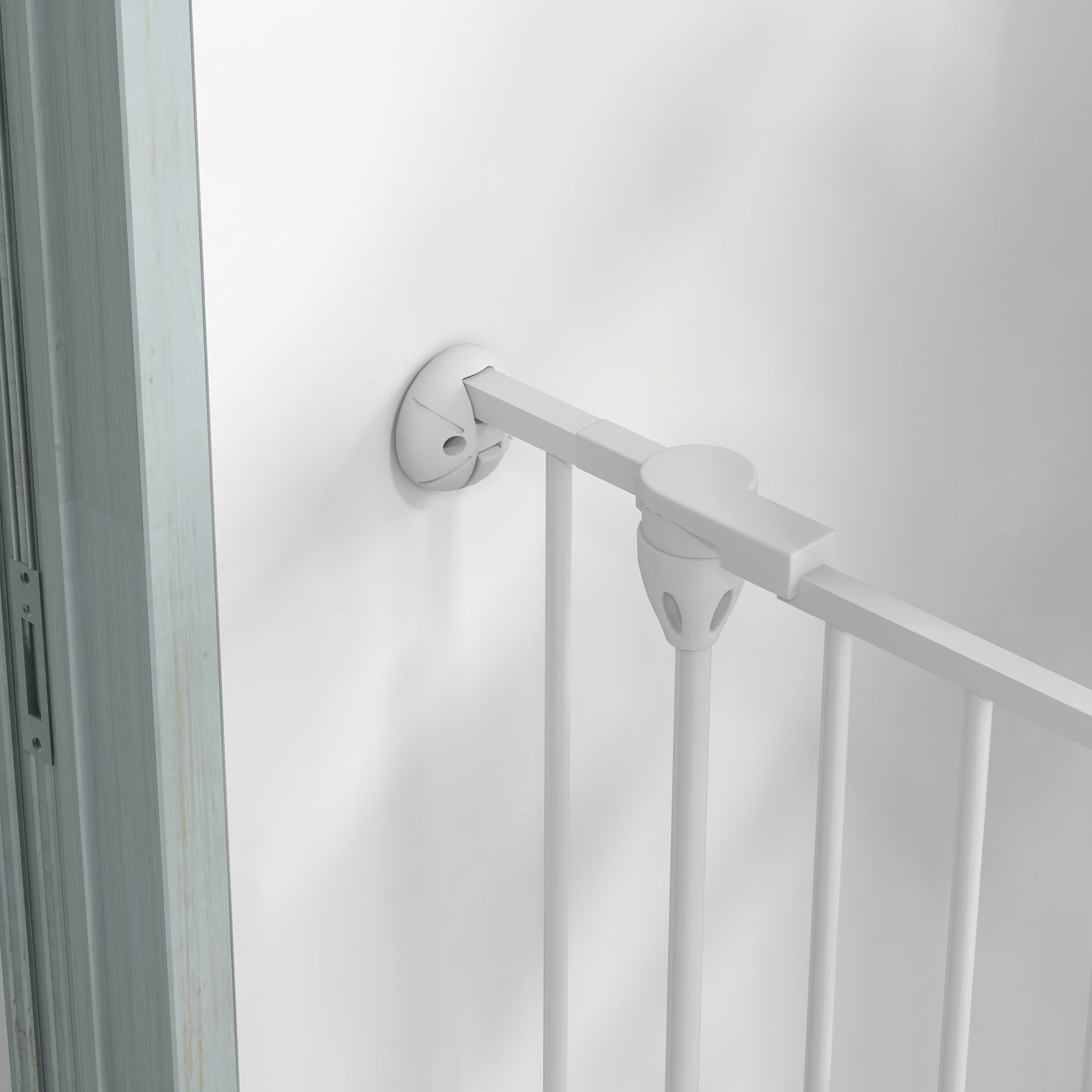 Cancelletto di Sicurezza per Animali Domestici 123x102x100 cm in Acciaio e Plastica Bianco