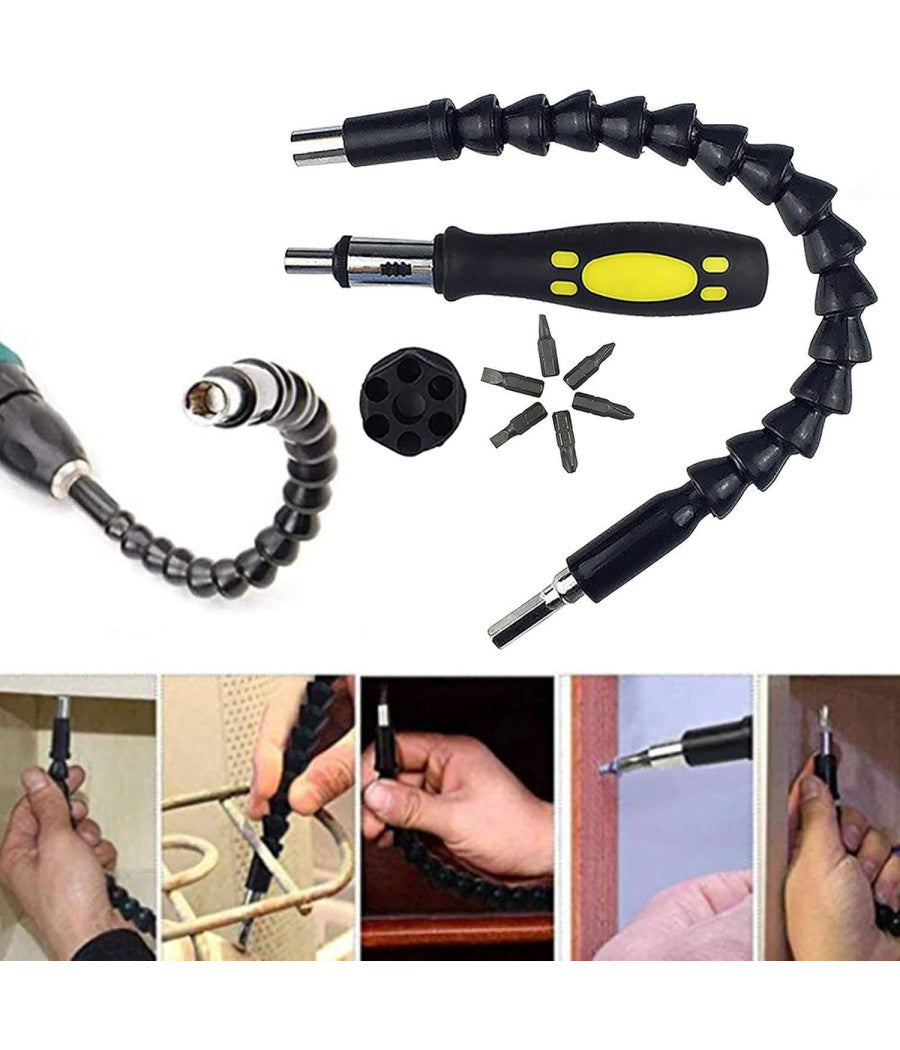 Cacciavite Con Estensione Flessibile E Con Punte Di Ricambio 8 In 1         