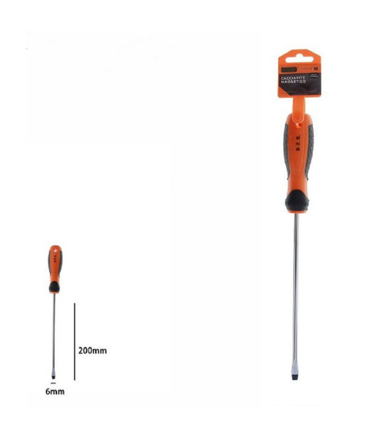 Cacciavite Giravite Magnetico Punta Taglio 6x200mm Impugnatura Ergonomica 07432         