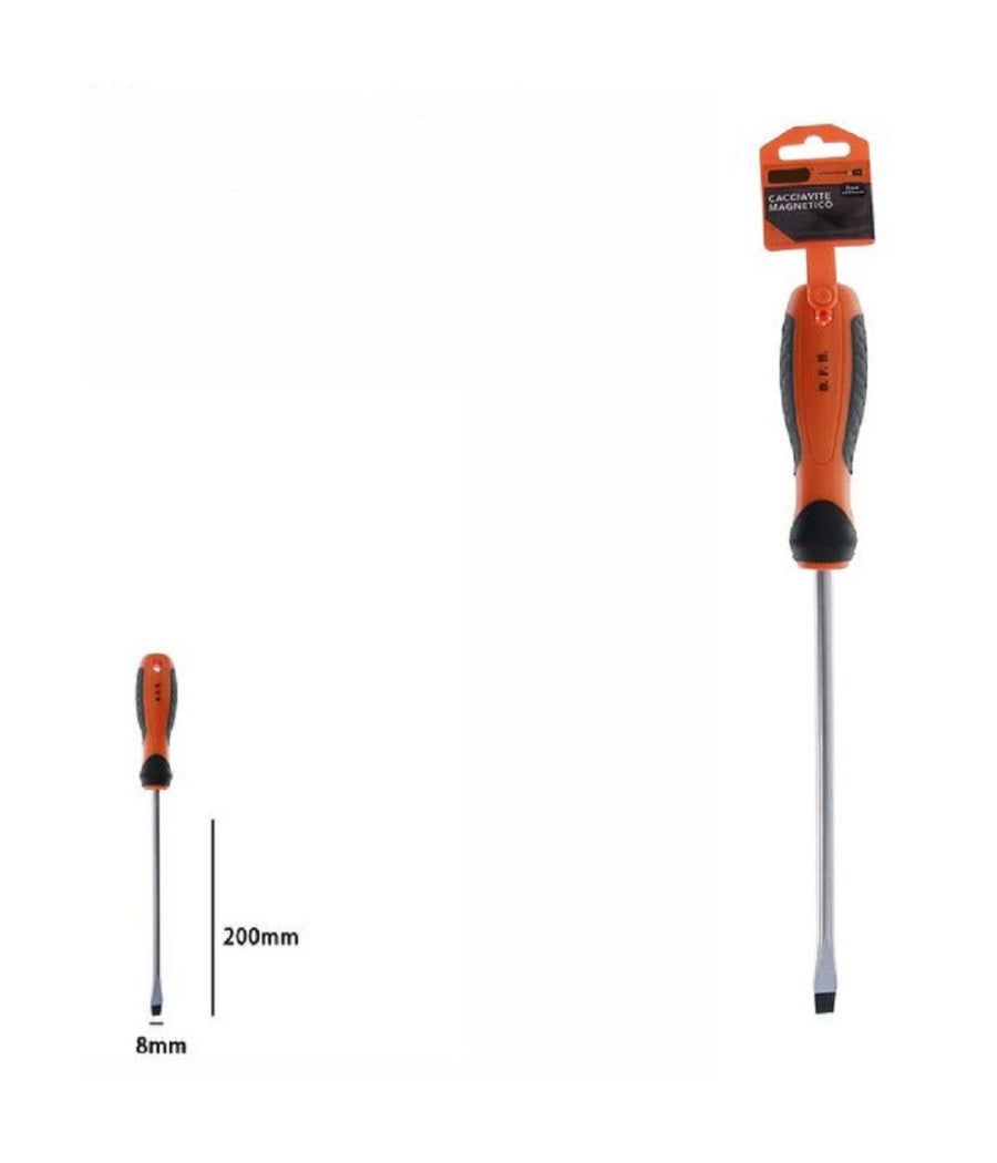Cacciavite Giravite Magnetico Punta Taglio 8x200mm Impugnatura Ergonomica 07434         