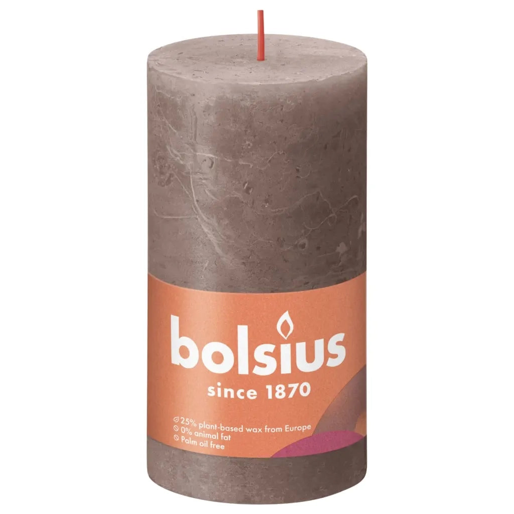 Bolsius Candele Rustiche a Colonna Shine 4 pz 130x68mm Tortora Rusticocod mxl 119913