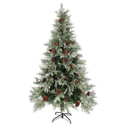 Albero di Natale | Decorazioni natalizie con Luci e Pigne Verde e Bianco 195cm PVC e PE