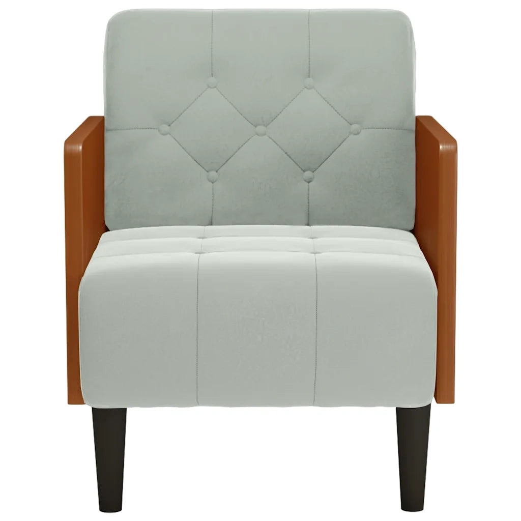 Divano Poltrona | Sedia con Braccioli Grigio Chiaro 55 cm in Velluto