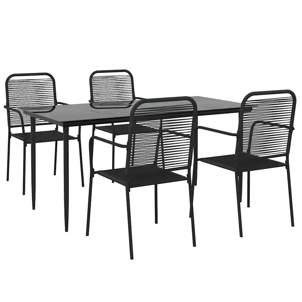 Set da Pranzo da Giardino 5 pz Nero Corda di Cotone e Acciaio 3156540