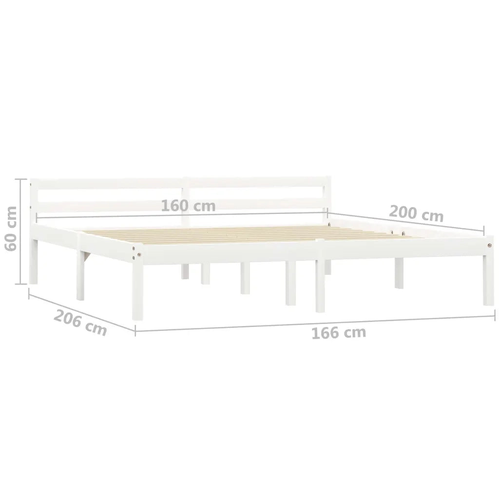 Giroletto senza Materasso Bianco 160x200 cm in Legno di Pino 283188