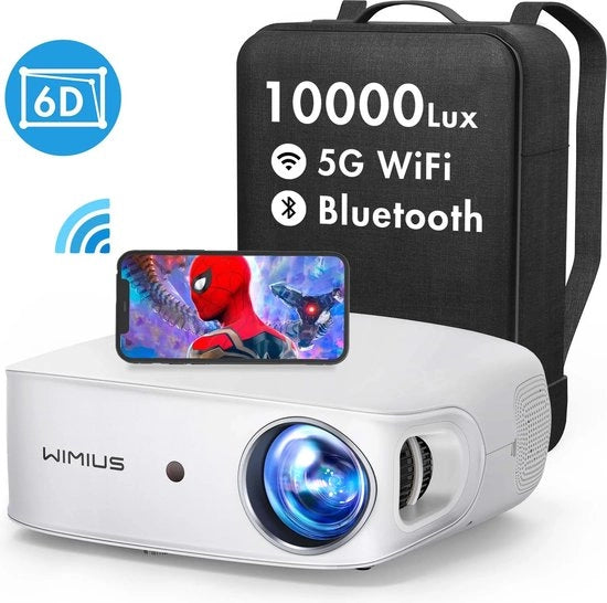 Proiettore K7 - Wi-Fi 5G - Bluetooth - Proiezione Full HD - Ingresso HDMI - Supporto 1080P - Proiettori 4K - 500 - ANSI Lumen 6D - Auto Keystone - Proiettore per Casa e Outdoor - Proiettore Video