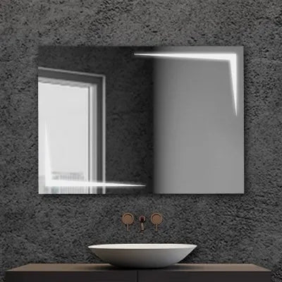 Specchio bagno 80x60 cm reversibile con LED naturale agli angoli