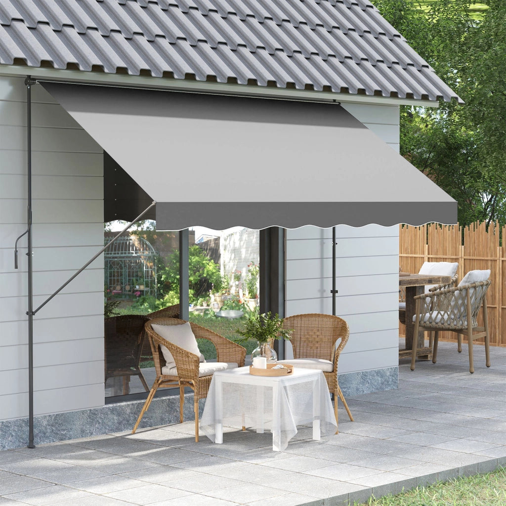 Toldo Retrattile Manuale per Balcone ¨C zephmum ¨C Grigio 300x175x210-310 cm