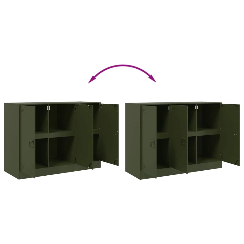 Buffet credenza cassettiera armadio mobile contenitore organizer per cucina soggiorno salotto verde oliva 99 x 39 x 73 cm acciaio verde 02_0036594