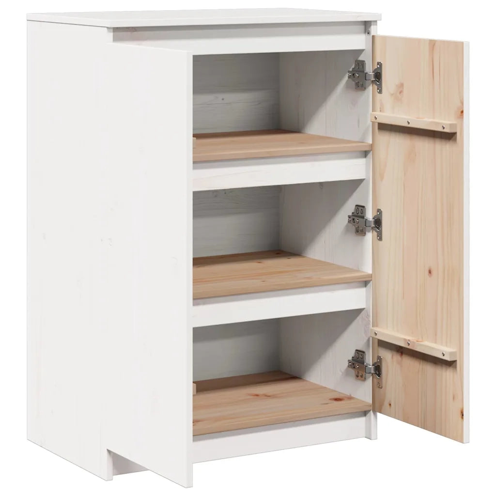 Credenza Bianca 60x36x84 cm in Legno Massello di Pino 808109