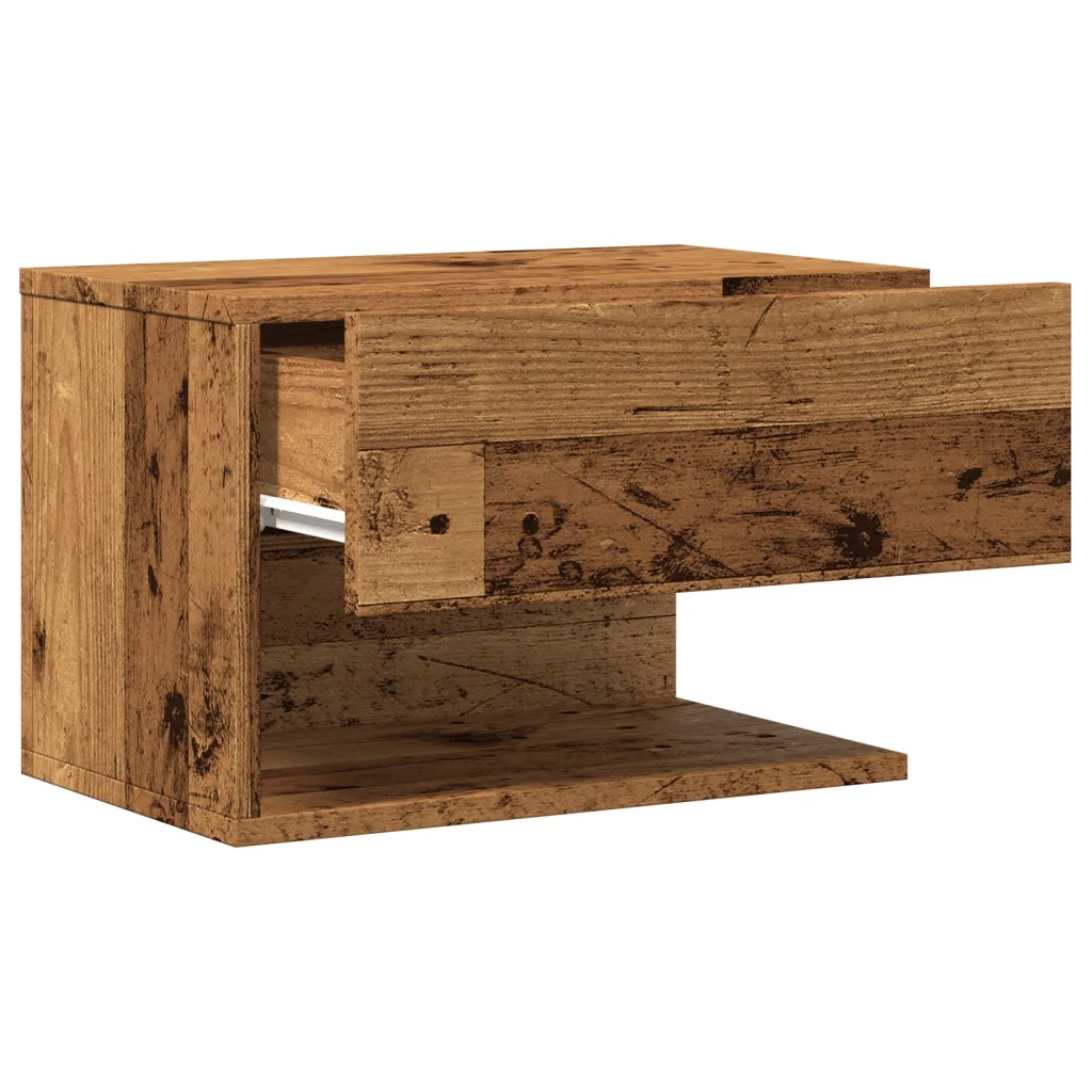 Comodini da Parete 2pz-Tavolino da notte Legno Antico