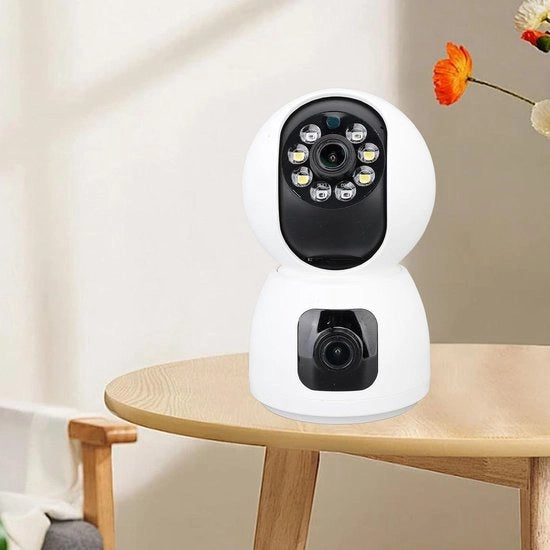 Camera di Sicurezza a Doppia Lente 2MP 1080P con Visione Notturna e Connessione Wi-Fi.