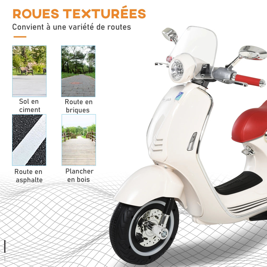 Moto elettrica per bambini Vespa ¨C zephmum ¨C Bianco 108x49x75 cm