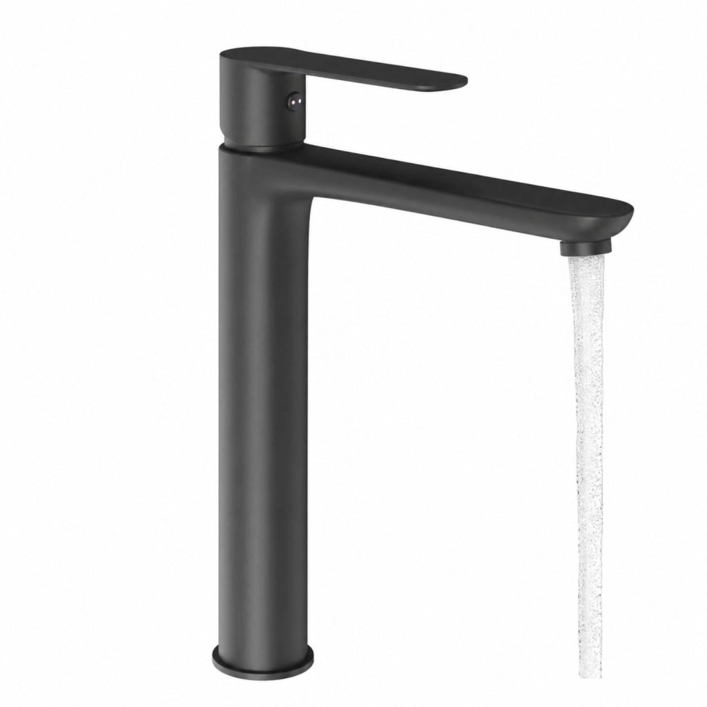 Miscelatore rubinetto oceania per lavabo con bocca alta in ottone nero opaco bagno *** confezione 1