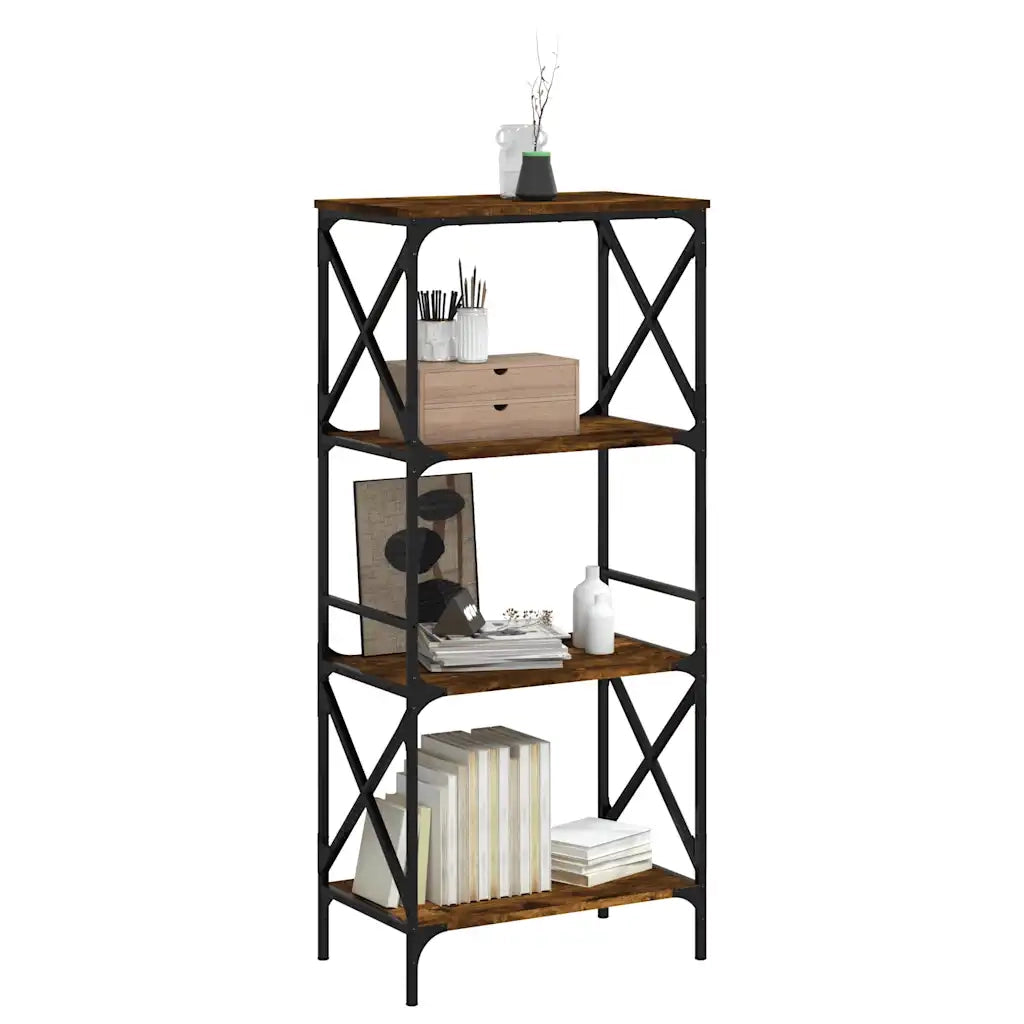 Libreria a 4 Ripiani Rovere Fumo 59x35x132 cm Legno Multistrato 837619