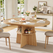 Tavolo da pranzo rotondo allungabile 110-150 cm; MDF; effetto naturale