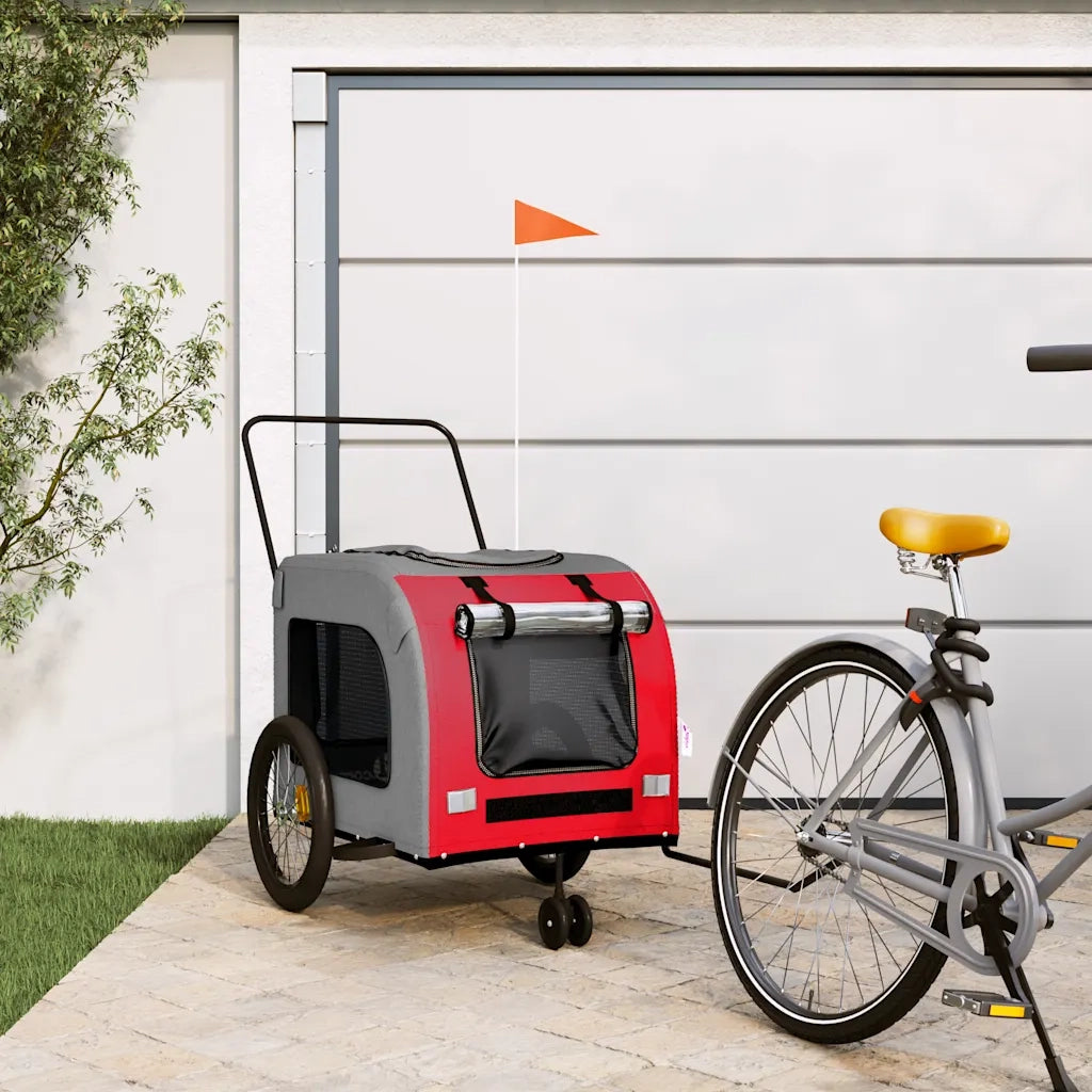 Rimorchio da Bici per Animali Rosso e Grigio Oxford e Ferro CFW5669701