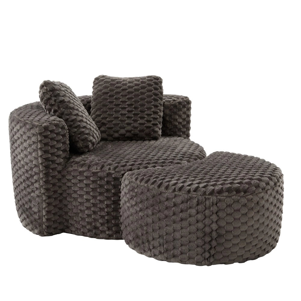 Poltrona singola con pouf - Zephmum- 130¡Á115¡Á103 cm - Grigio scuro - Sedia letto, senza montaggio