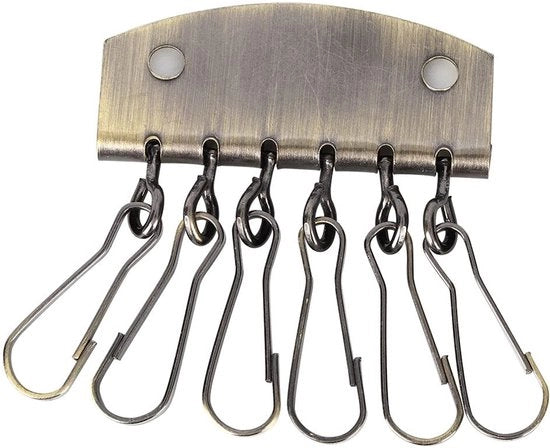 Sostegno per le chiavi con 6 ganci Clip - Organizzatore per le chiavi - Cappuccio in pelle - Resistente alla ruggine - Materiale di lega duratura - Organizzatore per le chiavi