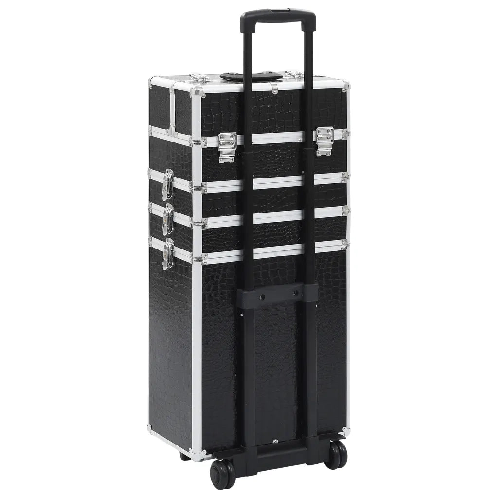 Valigia Trolley per Cosmetici Alluminio Nero Design Coccodrillo 91817