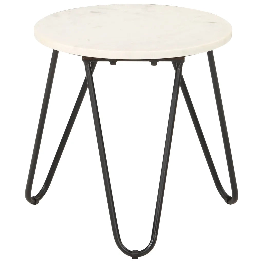 Tavolino da Salotto Bianco 40x40x40cm Pietra Vera Testura Marmo 286443