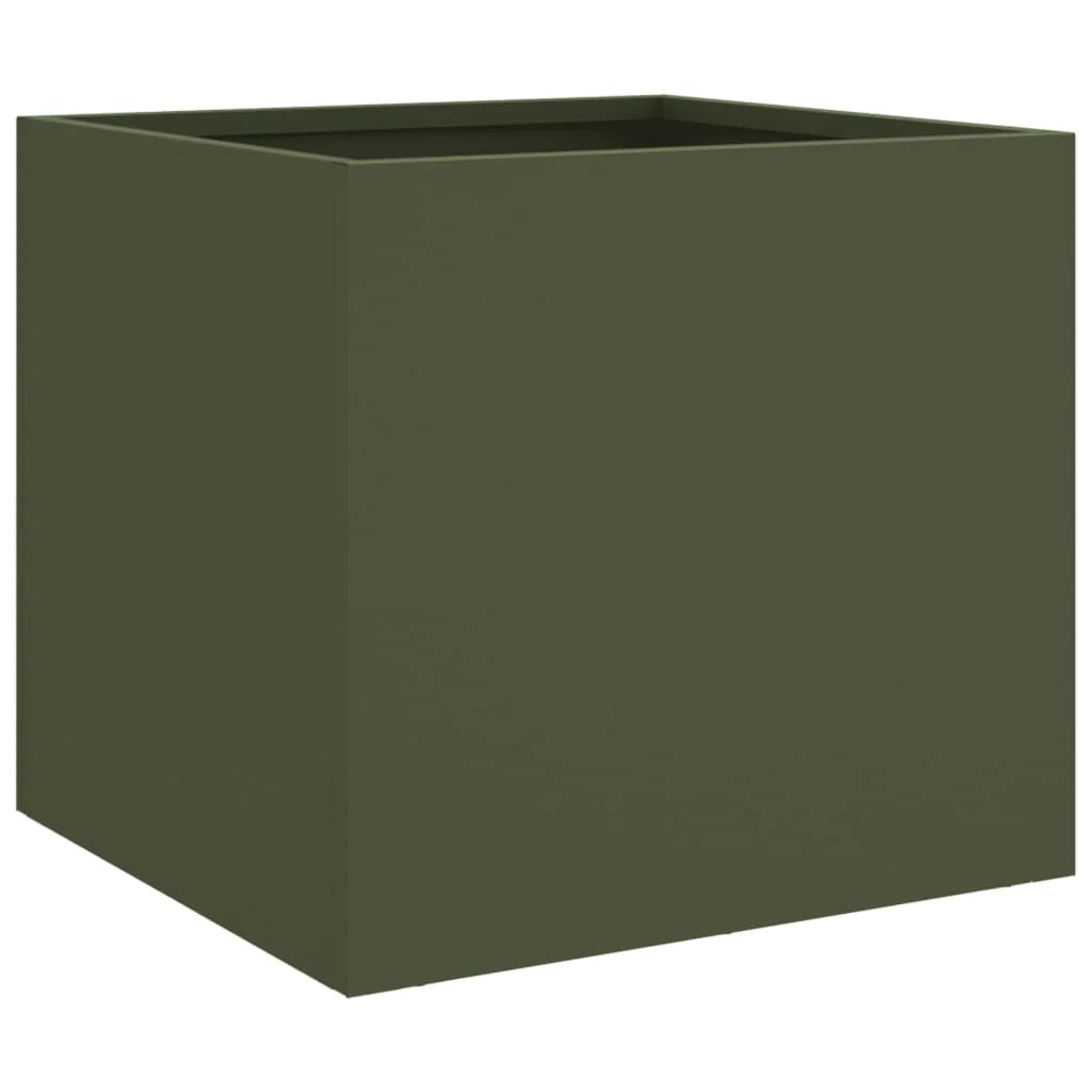 Fioriera rialzata color oliva per piante fiori e patio/giardino 32 x 30 x 29 cm acciaio verde 02_0038694